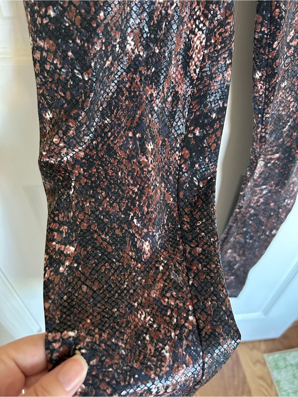 SPANX Metallic Snake-Print Leggings in Brown and Black - Picture 2 of 4